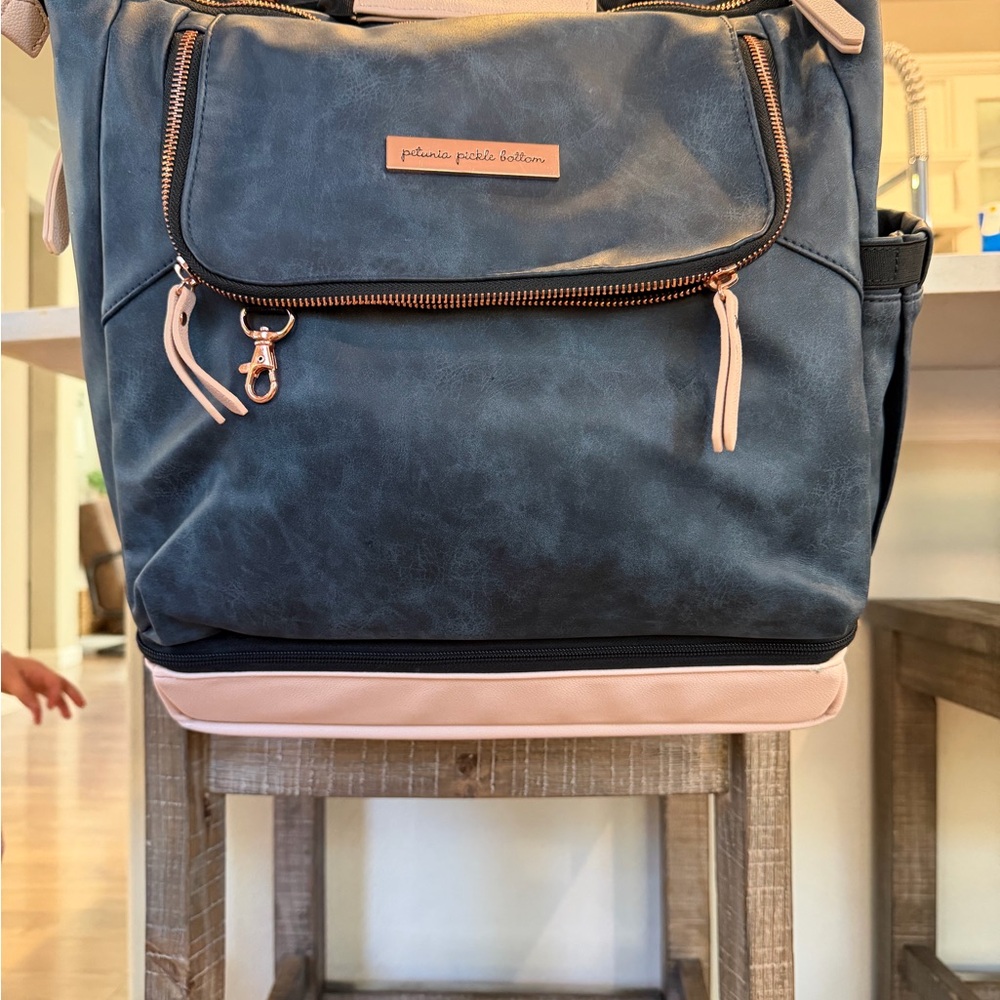 Petunia Pickle Bottom Navy and Blush Diaper Backpack